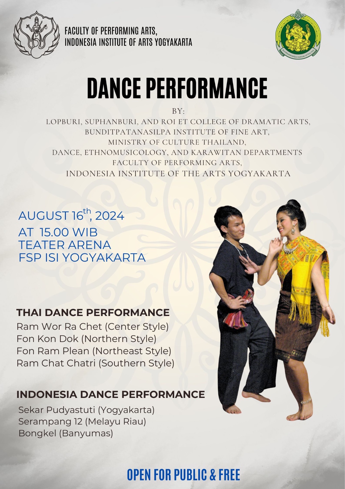 Fakultas Seni Pertunjukan ISI Yogyakarta Gelar Thai & Indonesia Dance ...
